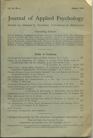 JOURNAL OF APPLIED PSYCHOLOGY AUGUST, 1946