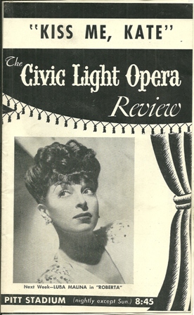 CIVIC LIGHT OPERA PROG. "KISS ME KATE" JUNE 12-17,1950