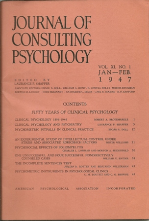 JOURNAL OF CONSULTING PSYCHOLOGY JAN-FEB,1947