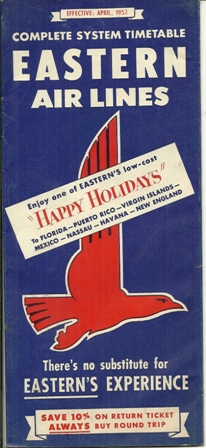 EASTERN AIRLINES TIMETABLES APRIL, 1952