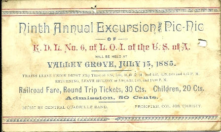 NINTH ANN. EXCURSION PIC NIC BLOTTER 1885