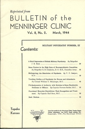 BULLETIN OF THE MENNINGER CLINIC MARCH,1944