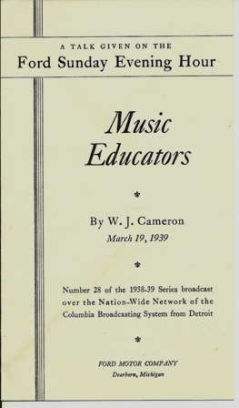 FORD SUNDAY EVE TALK MARCH 19,39 "MUSIC EDUCATORS"