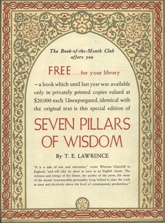BOOK OF  MONTH CLUB AD-"SEVEN PILLARS OF WISDOM,1941