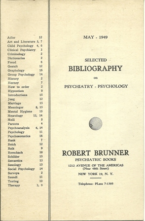 ROBERT BRUNNER PSYCH. BOOKS BIBLIOGRAPHY 1949