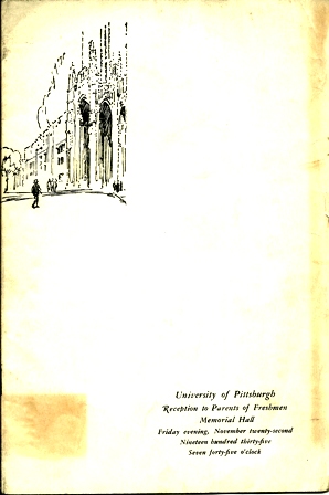 U. OF PITTSBURGH RECEPTION BROCHURE 1935