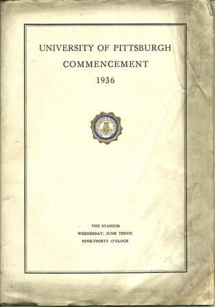 U. OF PITTSBURGH COMMENCEMENT BROCHURE 1936