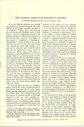 CLINICAL ASPECTS OF TRAUMATIC EPILEPSY REPRINT 3,1944