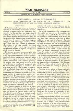 WAR MEDICINE JULY,1944 MALNUTRITION DURING CONVALESCENC