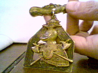 Large Brass Medal with pin bar/knight