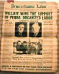 Newspaper 11/1940 Willkie Wins Labor Support