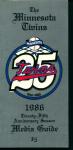 Minnesota Twins 1986 Media Guide! Schedule!