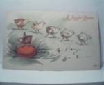 A Joyful Easter-Little Chicks and Red Egg!