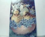 Color Card with Peeps& Flowers,Pink Egg Half