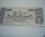 Confederate Money Game Ticket 20 Face Value