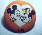 Button with Mickey & Minny Mouse says LUV!