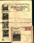 Letter from Imperial Hotel, Lnd. England!