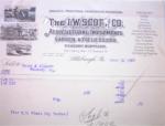 1922 Billhead The I.W. Scott Co. Agricultural