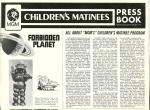 "Forbidden Planet" Press Book Children's Matinees 1972