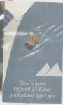 Syria Temple 24 Karat Gold Plated Lapel Pin '96 MINT