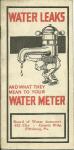 WATER LEAKS/WATER METER PAMPHLET 1926