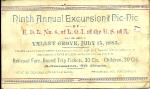 NINTH ANN. EXCURSION PIC NIC BLOTTER 1885