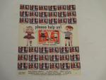 Easter Seals Stamps Full Sheet 1960