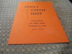 Joan's Coffee Shop- 1950's Menu- Pittsburgh, Pa.