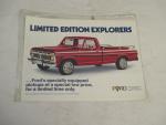 Ford Limited Edition Explorers 1977- Auto Ad Pamphlet