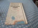 United States and Canada 1951 Border Map- Auto Roads