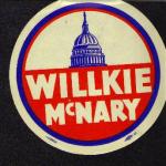Willkie McNary, window sticker, 1940