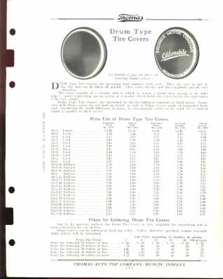 Thomas Drum Tire Covers 1925 Ad with prices