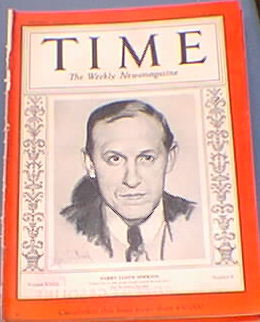 Time Magazine Harry Hopkins Feb. 19, 1934 Time Magazine Harry Hopkins Feb. 19, 1934