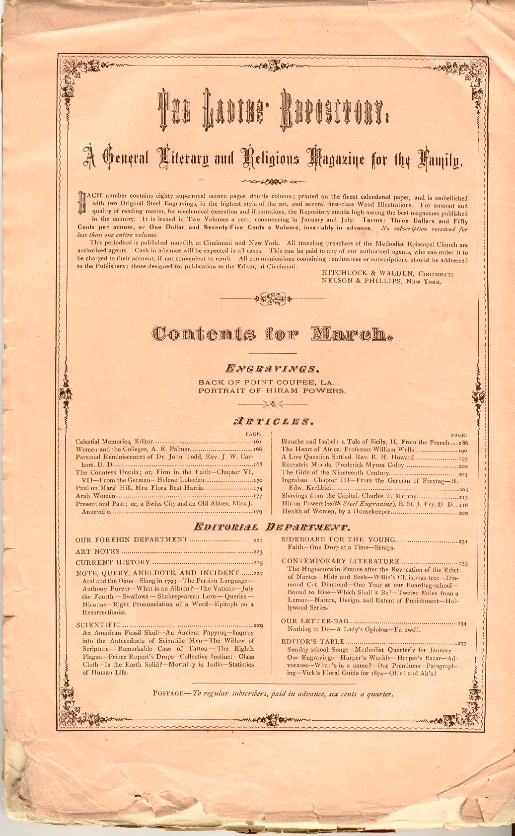 March, 1874, The ladies Repository (click to enlarge)